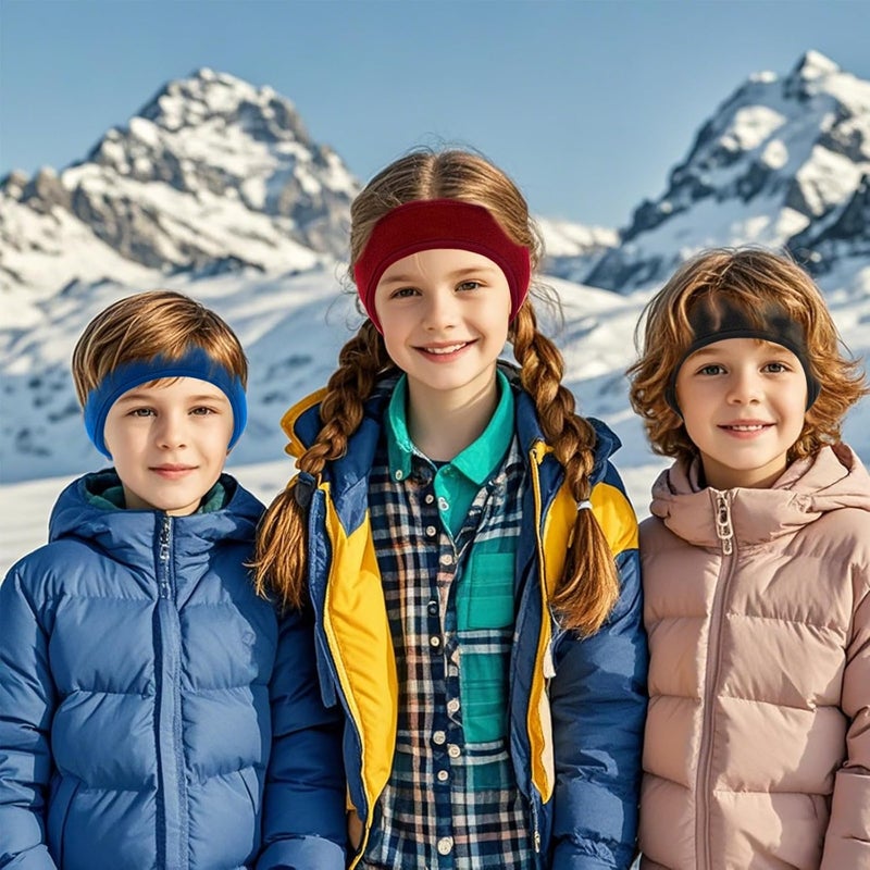 Gvhntk 4 Pcs Kids Ear Warmer Fleece Headband Winter Ear Warmer Headband Fleece Running Ear Muffs for Child Outside Running Sporting (Black,blue,red,grey) - Image 5